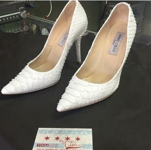 Jimmy Choo White Textured Heels